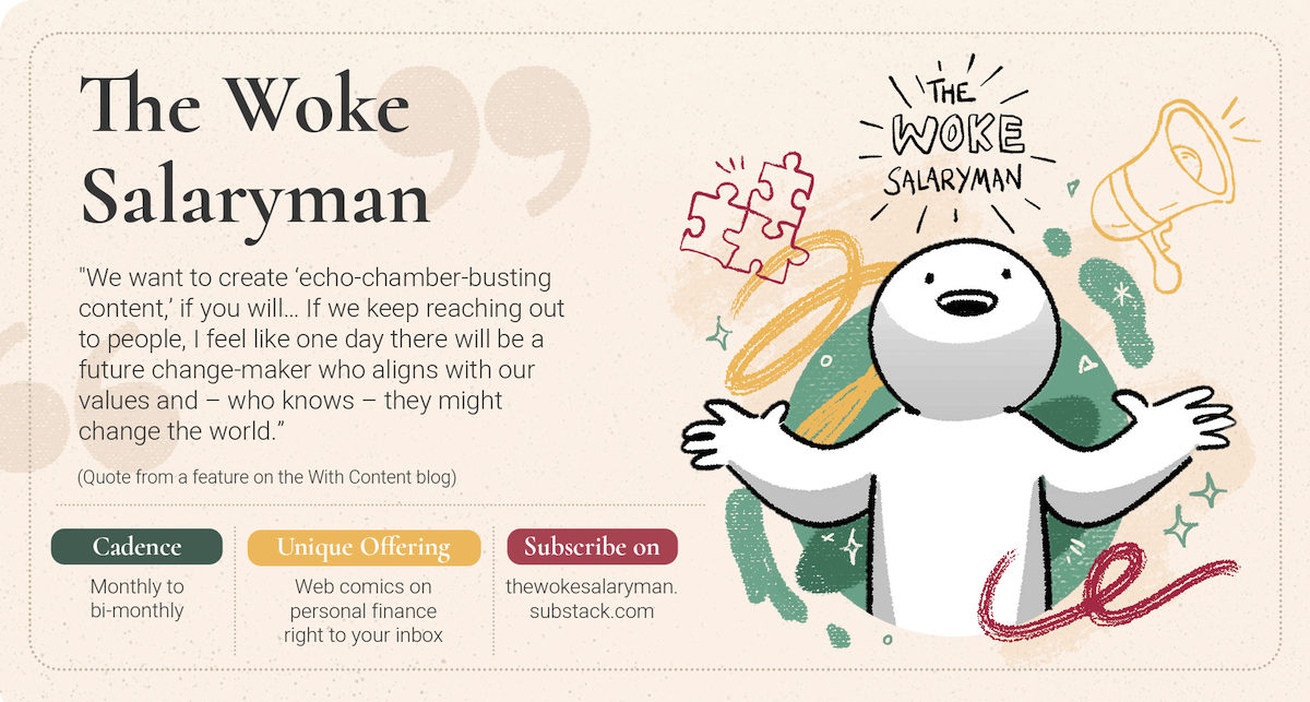 Infographic on why With Content recommends The Woke Salaryman newsletter